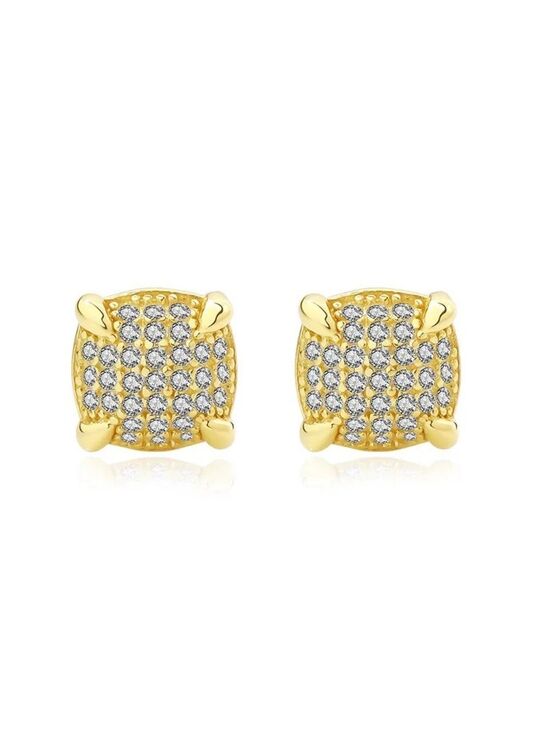 Jewelry - 18k Yellow Gold over 925 Sterling Silver CZ Accent Micro-Pavé  Stud Earrings